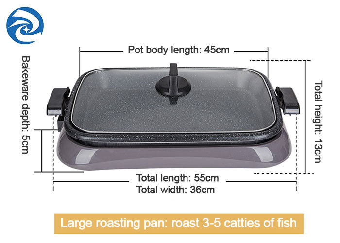 Lưới điện 1600W Lưới Skillets Anti Scalding Edging